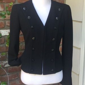 Chanel black cropped jacket chain at bottom excellent used condition size 34